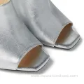 Silver Crystal Mule Heels for Women